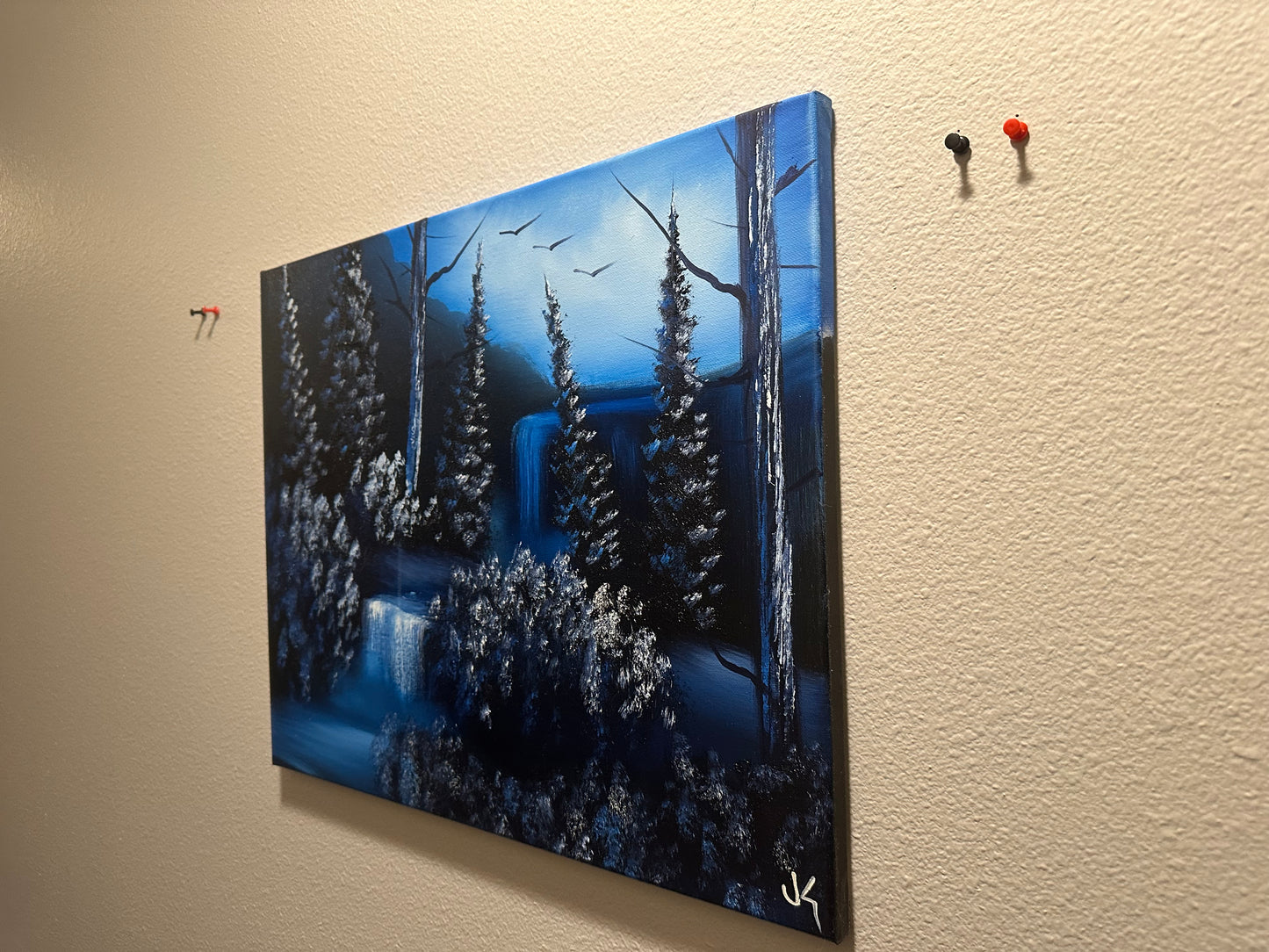 Painting 1309 - 16x20" Canvas - Cold Winter Landscape painted in Class on 5/25/24  by PaintWithJosh