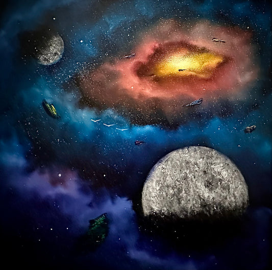 Painting 1414 - 24x24" Pro Series Canvas Deep Space Galaxy painted Live on TikTok 7/28/24 by PaintWithJosh