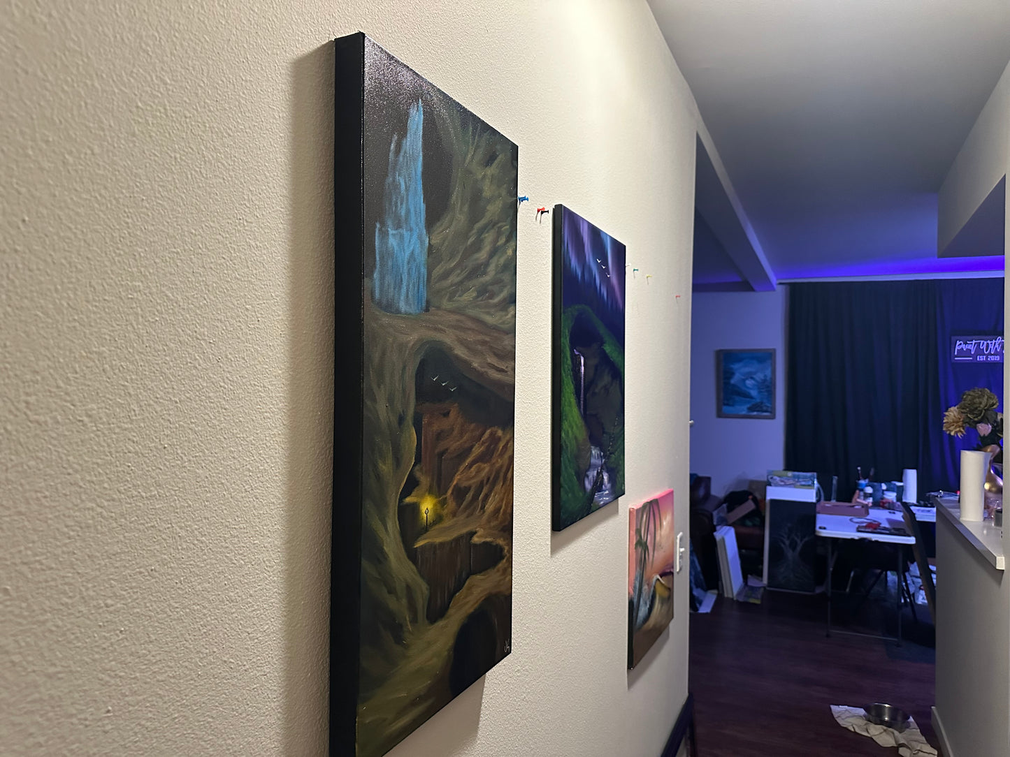 Painting 1339 - 15x30" Pro Series Canvas Cave Landscape painted Live on TikTok 6/13/24 by PaintWithJosh