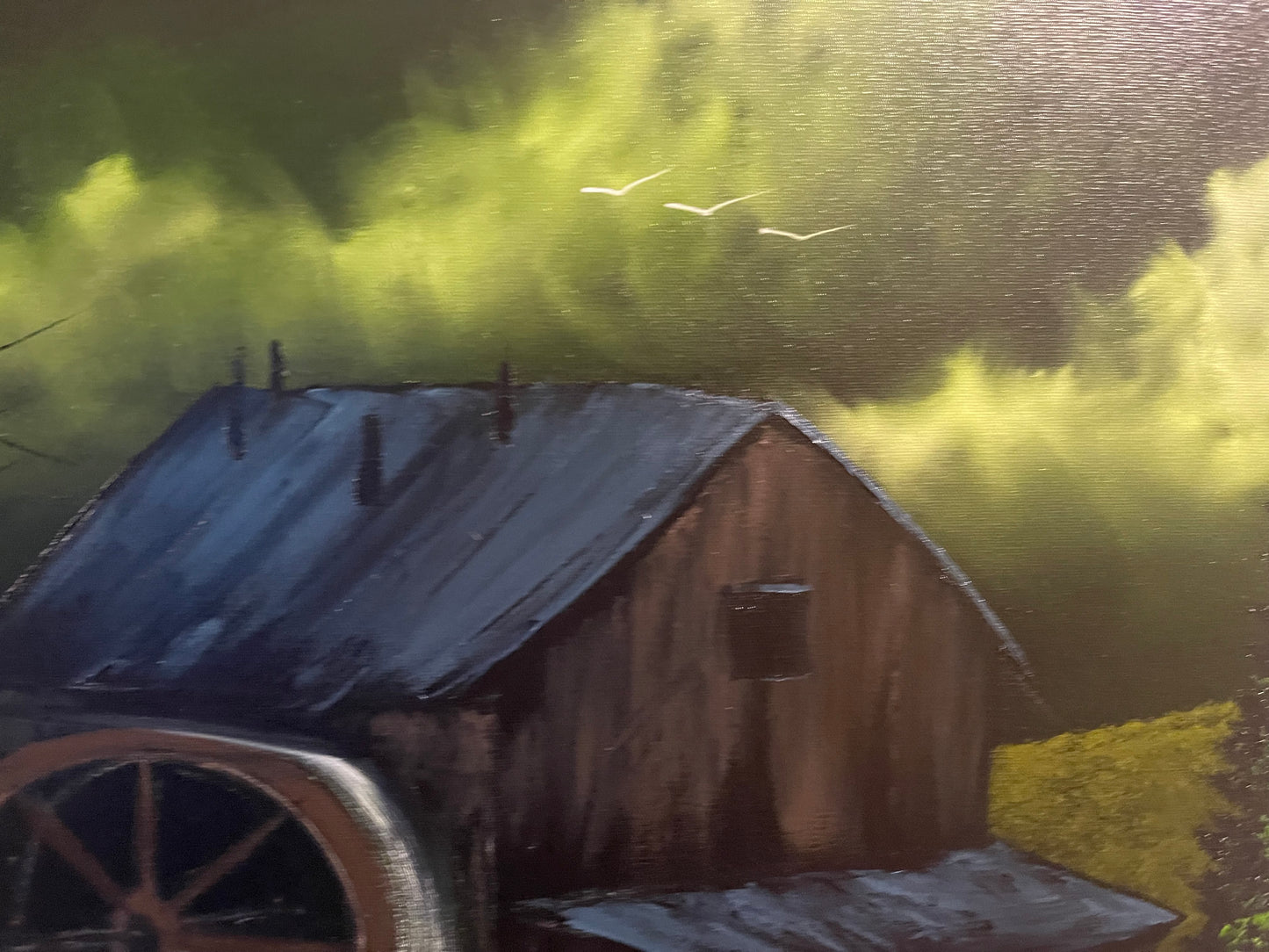 Painting 1366 - 24x30" Pro Series Canvas Old Flour Mill Landscape Live on TikTok 6/28/24 by PaintWithJosh