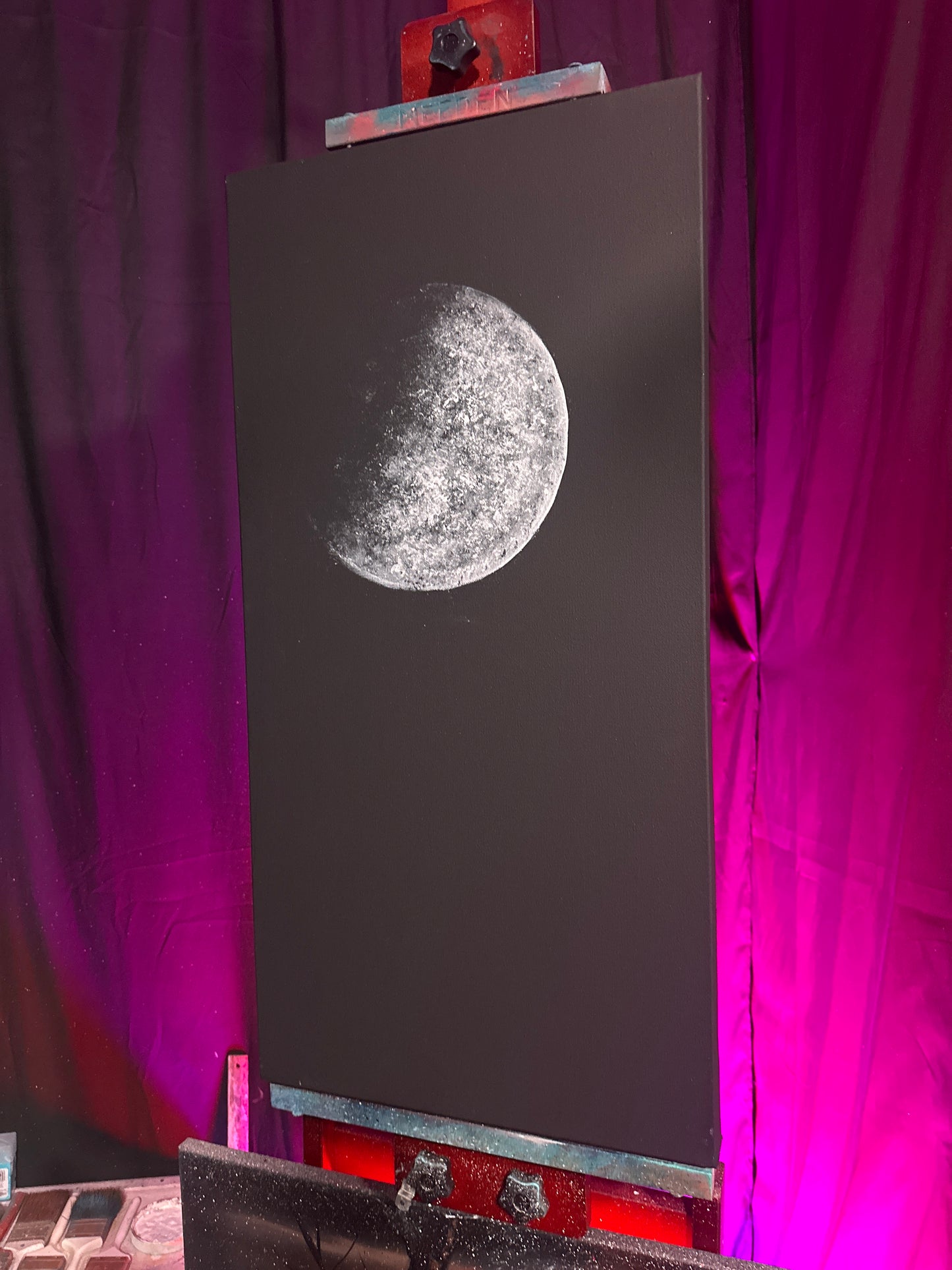 Painting 1440 - 15x30" Pro Series Canvas - Full Moon Falls - painted Live on TikTok 8/15/24 by PaintWithJosh