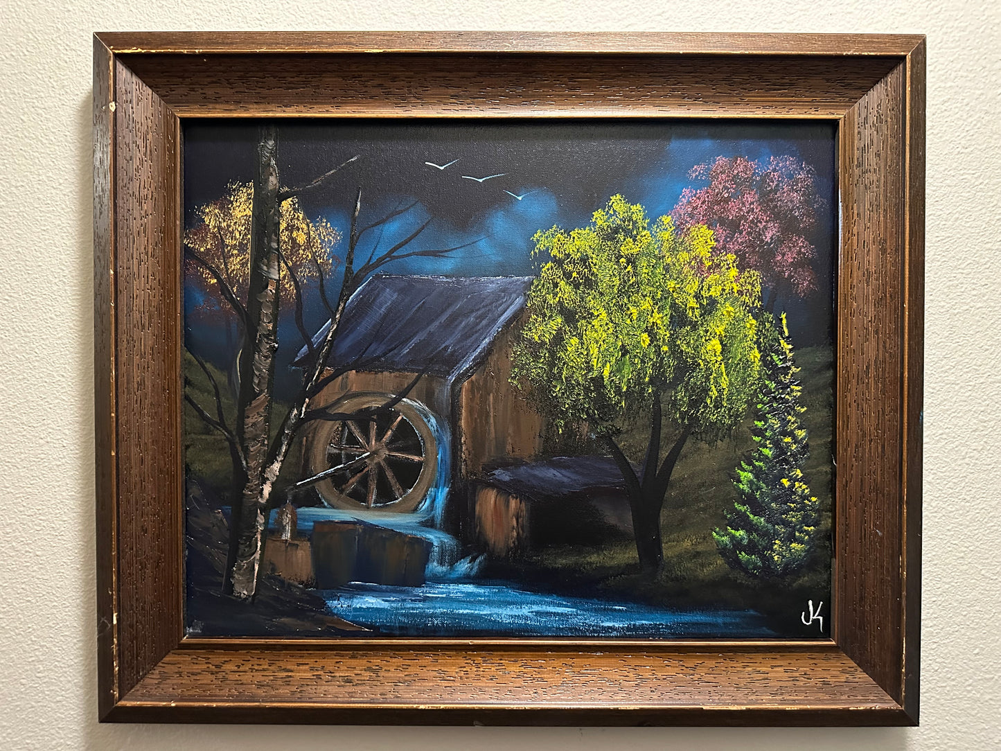 Painting 1363 - 16x20" Canvas - Old Mill Water Wheel painted Live on TikTok on 6/27/24 by PaintWithJosh