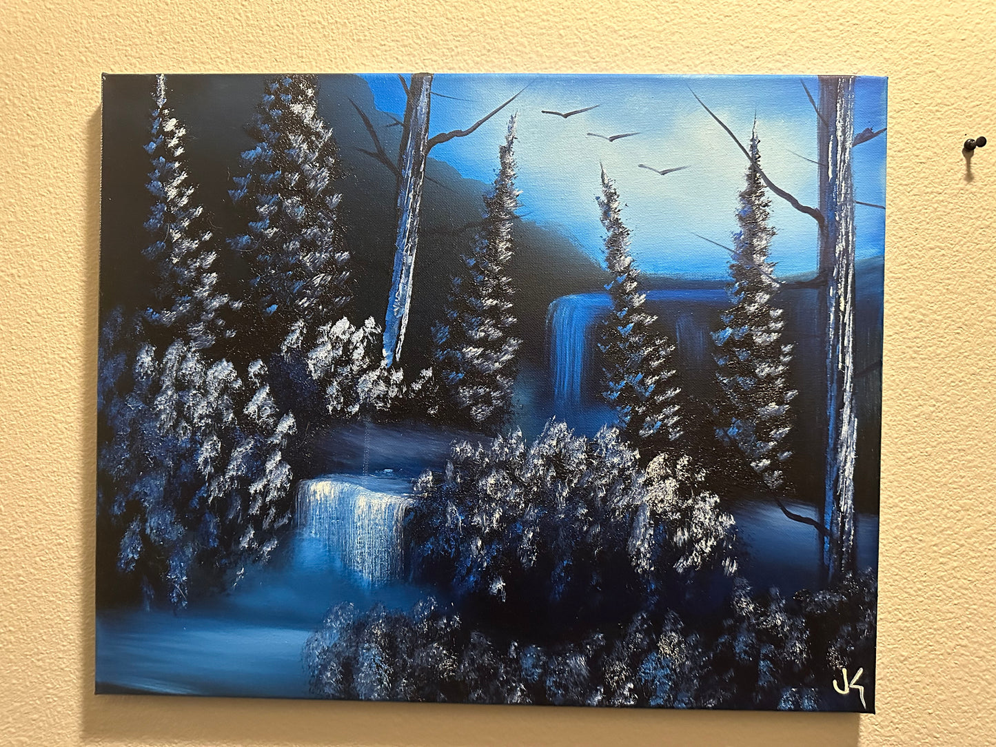 Painting 1309 - 16x20" Canvas - Cold Winter Landscape painted in Class on 5/25/24  by PaintWithJosh