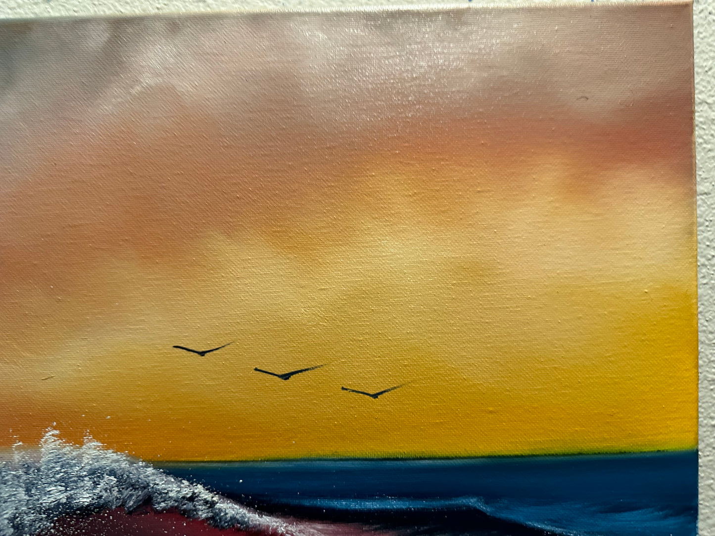 Painting #1396 - 16x20" Canvas - Sunset Seascape Painted on 7/18/24