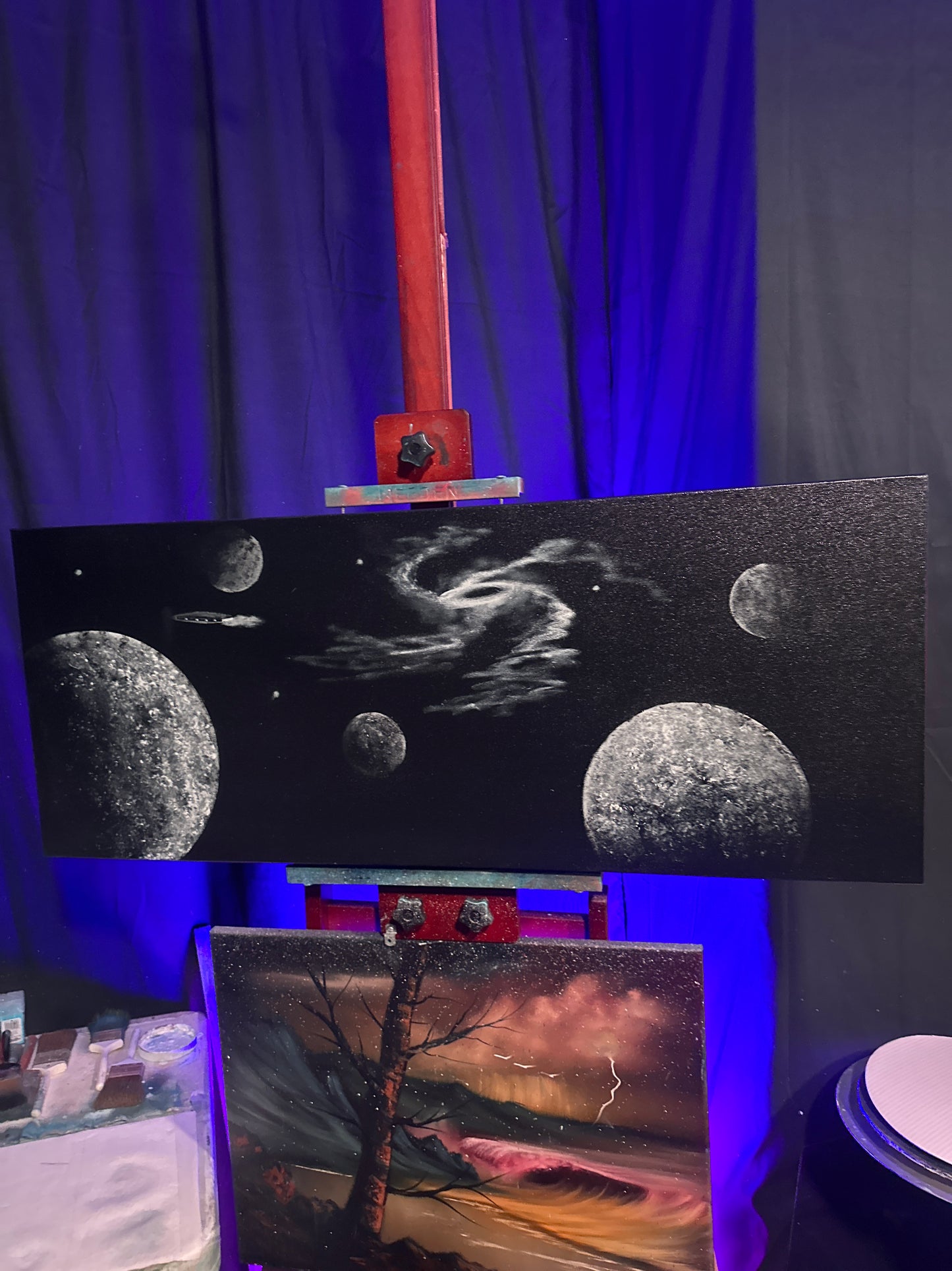 Painting 1441 - 16x40" Pro Series Canvas - Galaxy Black Hole - painted Live on TikTok 8/15/24 by PaintWithJosh