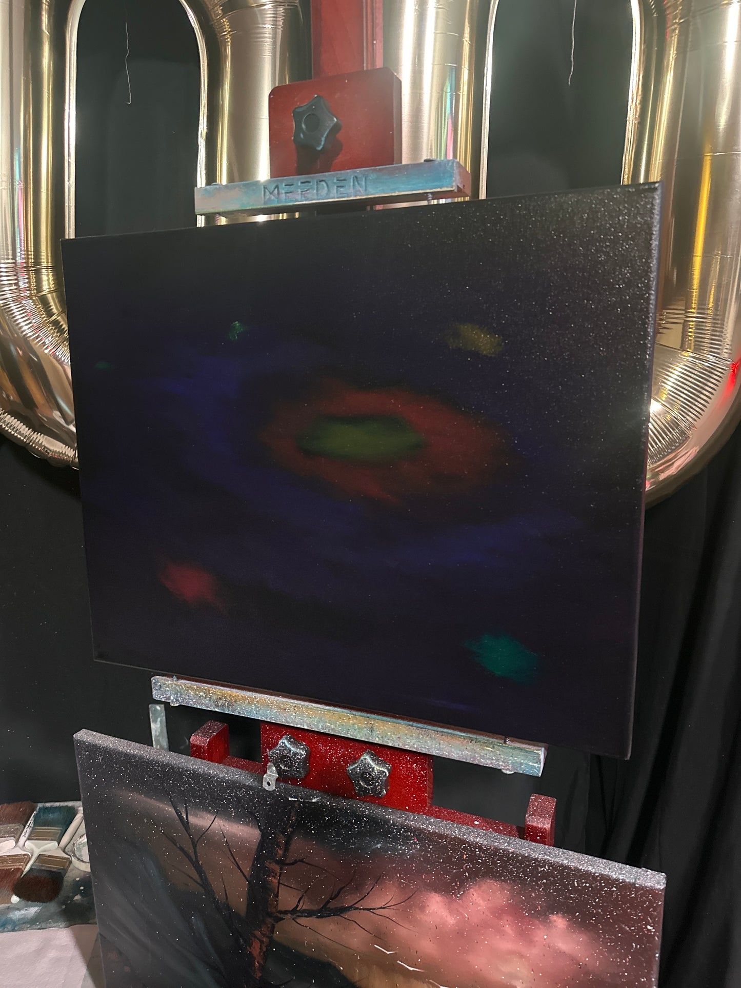 Painting 1412 - 16x20" Canvas Deep Space Galaxy painted Live on TikTok 7/28/24 by PaintWithJosh