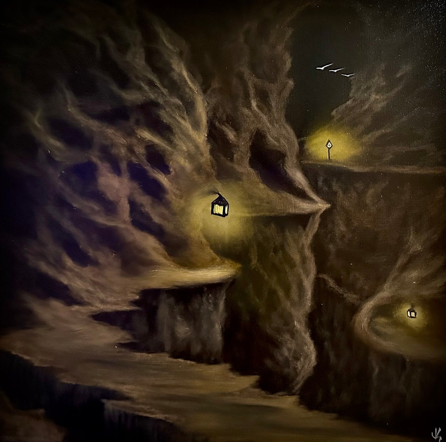 Painting 1344 - 24x24" Pro Series Canvas Cave Landscape Live on TikTok 6/15/24 by PaintWithJosh