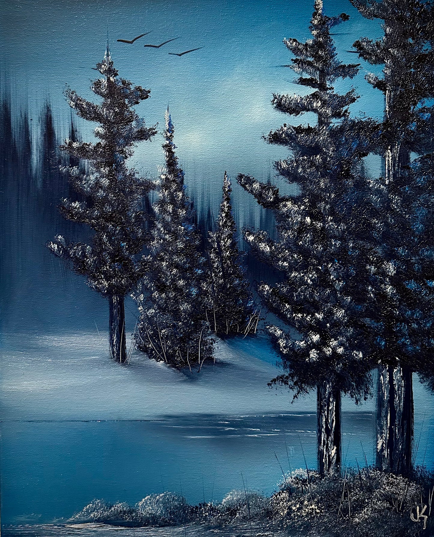 Painting #1471 - 18x24" Winter Waterfall Landscape