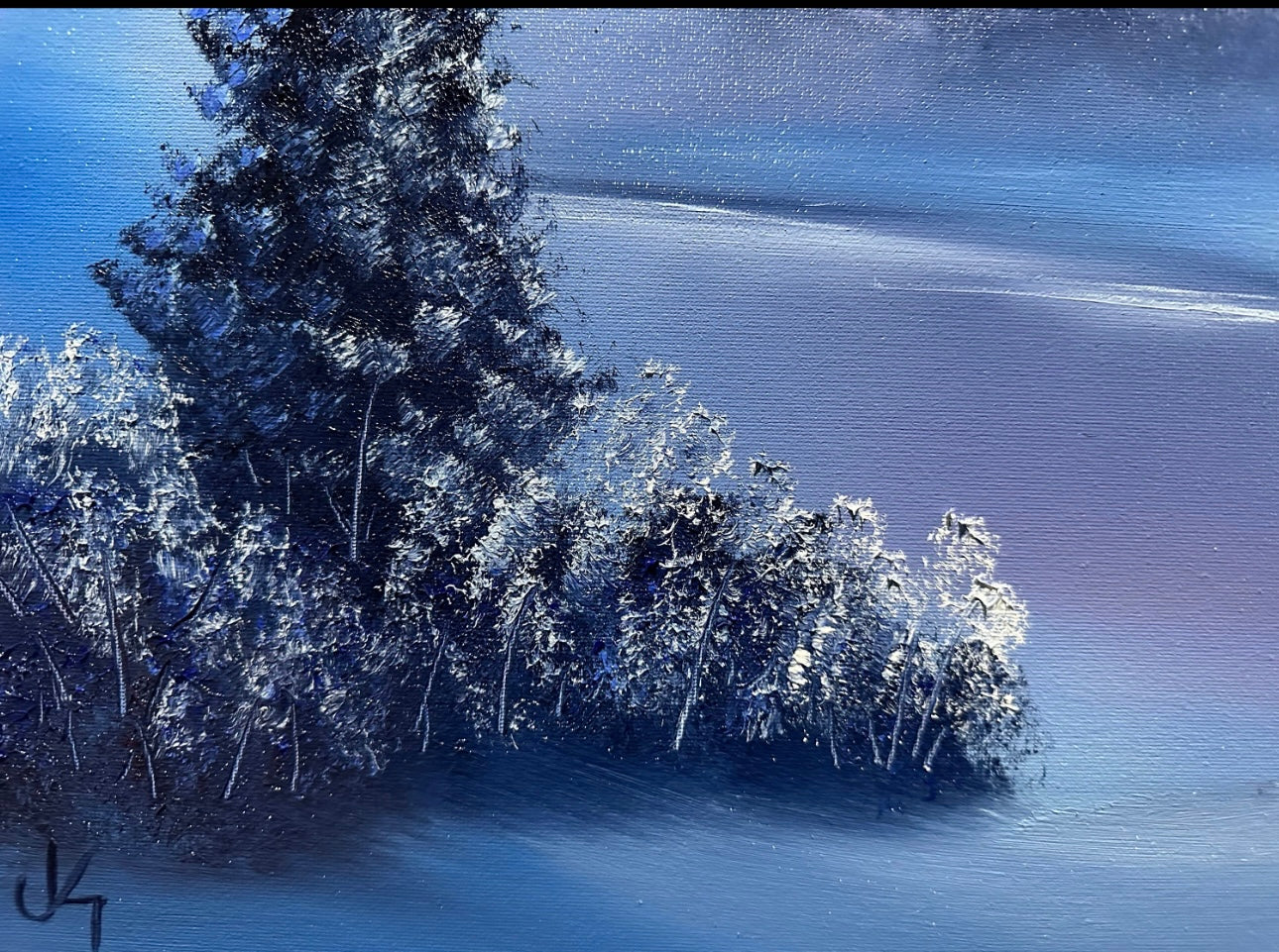 Painting 1243 - 16x20" Canvas - Alaskan River Landscape painted Live on TikTok on 4/1/24 by PaintWithJosh