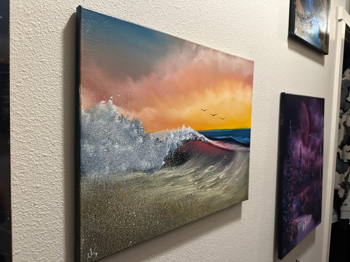 Painting #1396 - 16x20" Canvas - Sunset Seascape Painted on 7/18/24