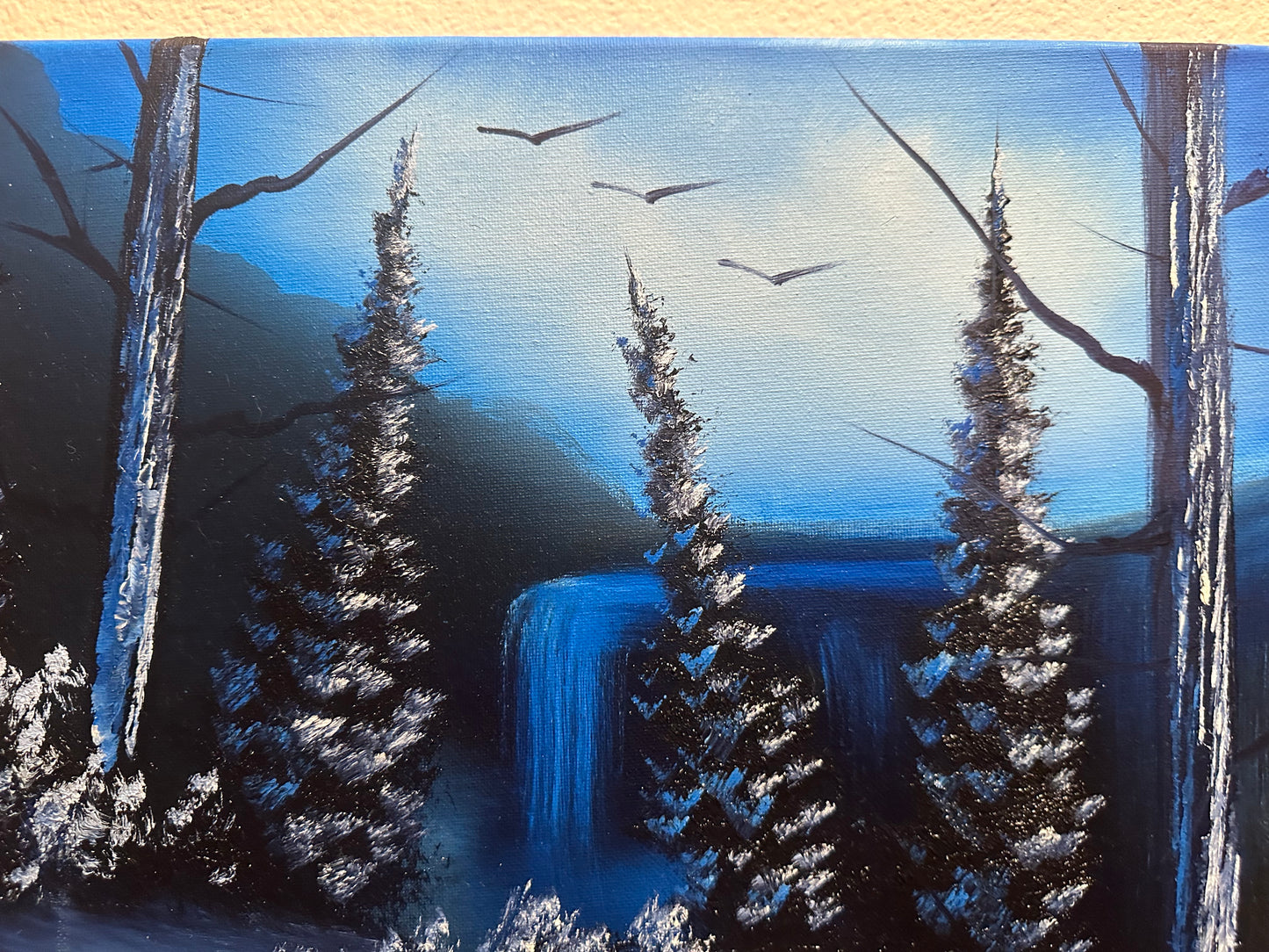 Painting 1309 - 16x20" Canvas - Cold Winter Landscape painted in Class on 5/25/24  by PaintWithJosh