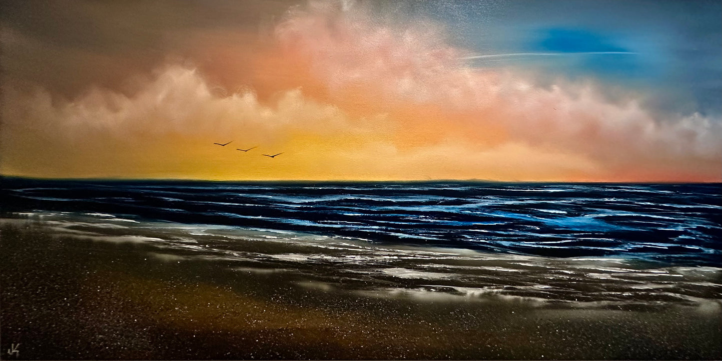 Painting #1381 - 24x48" Pro Series Canvas - Oregon Coast Seascape Painted LIVE ONLINE on 7/8/24