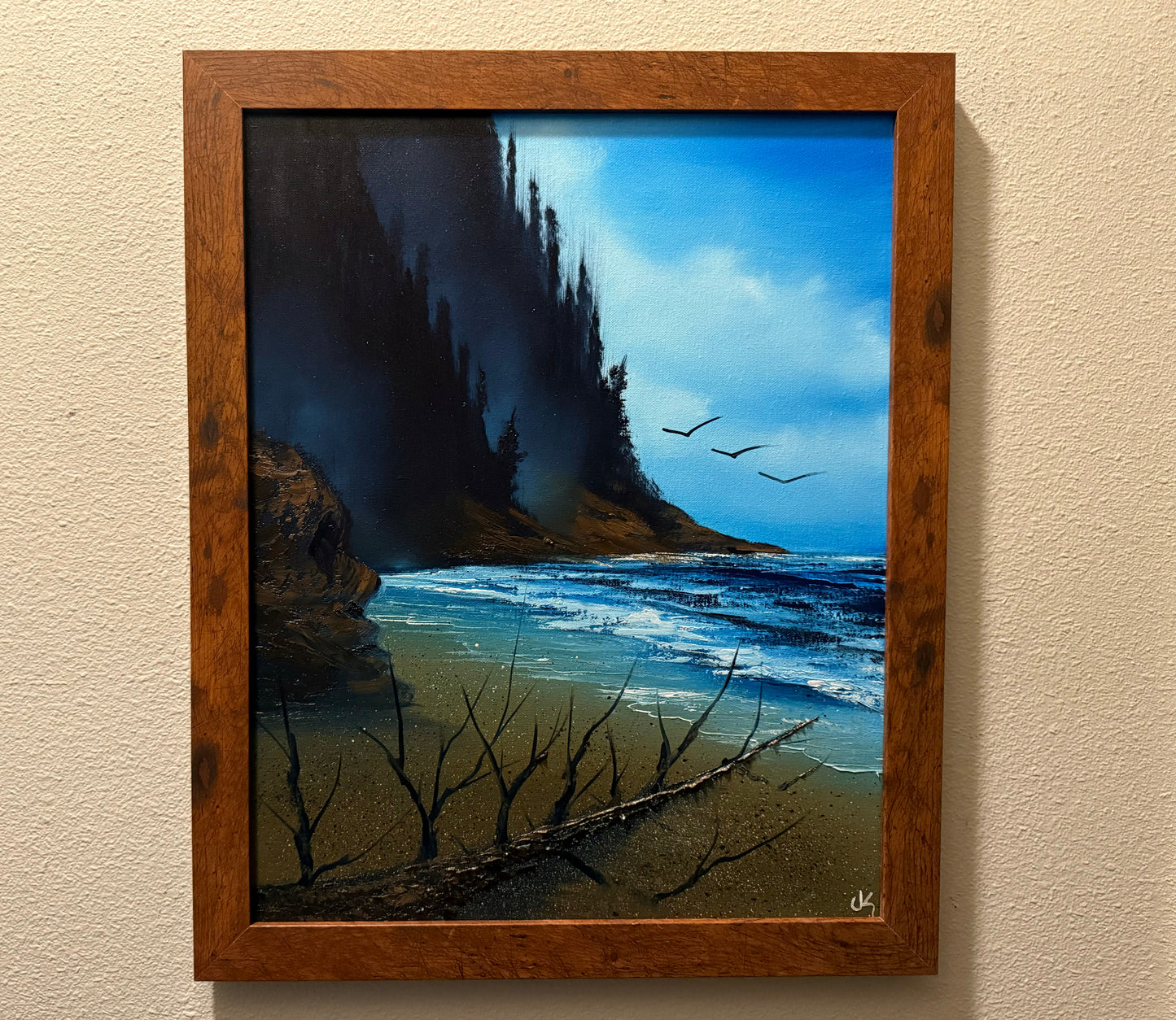 Painting #1561 - 16x20" Canvas - Heceta Head Cove with Driftwood