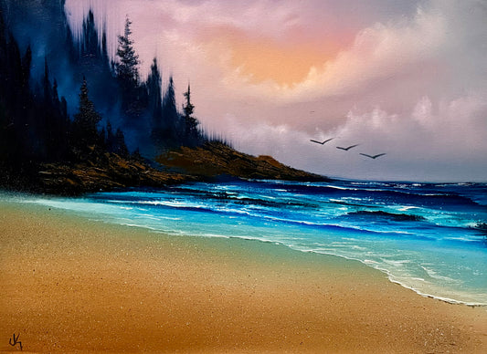 Painting #1575 - 18x24" Canvas - Sunset Oregon Seascape