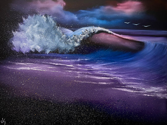 Painting #1407 - 18x24" Canvas - Night Seascape Painted on 7/25/24