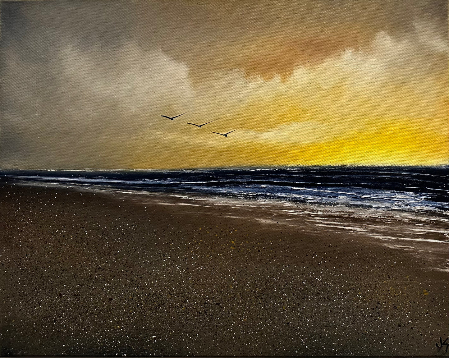 Painting #1399 - 16x20" Canvas - Sunset Seascape Painted on 7/20/24