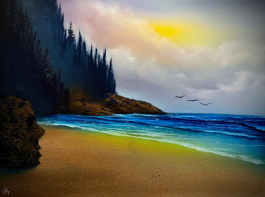 Painting #1566 - 18x24 Canvas - Sunset Seascape