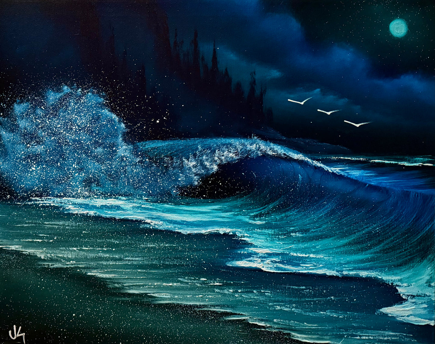 Painting #1560 - 16x20" Canvas - Crashing Wave Seascape