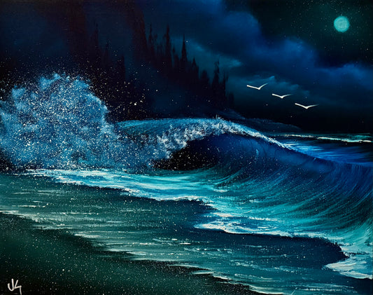 Painting #1560 - 16x20" Canvas - Crashing Wave Seascape