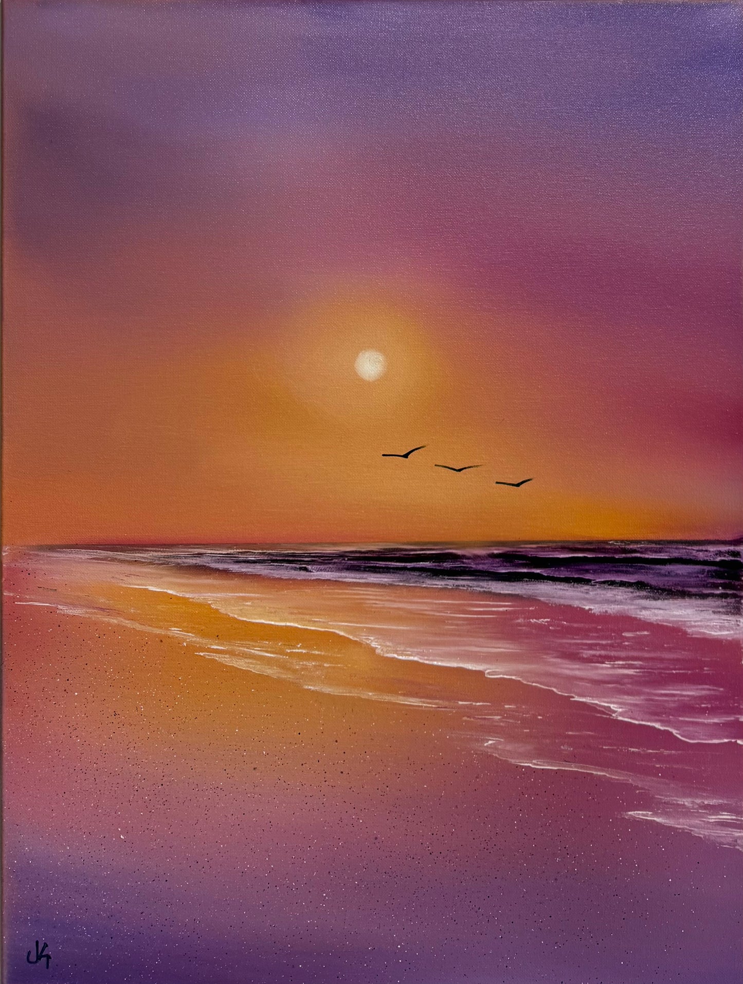 Painting 1611 - 18x24" Canvas - Lavender Sunset Seascape