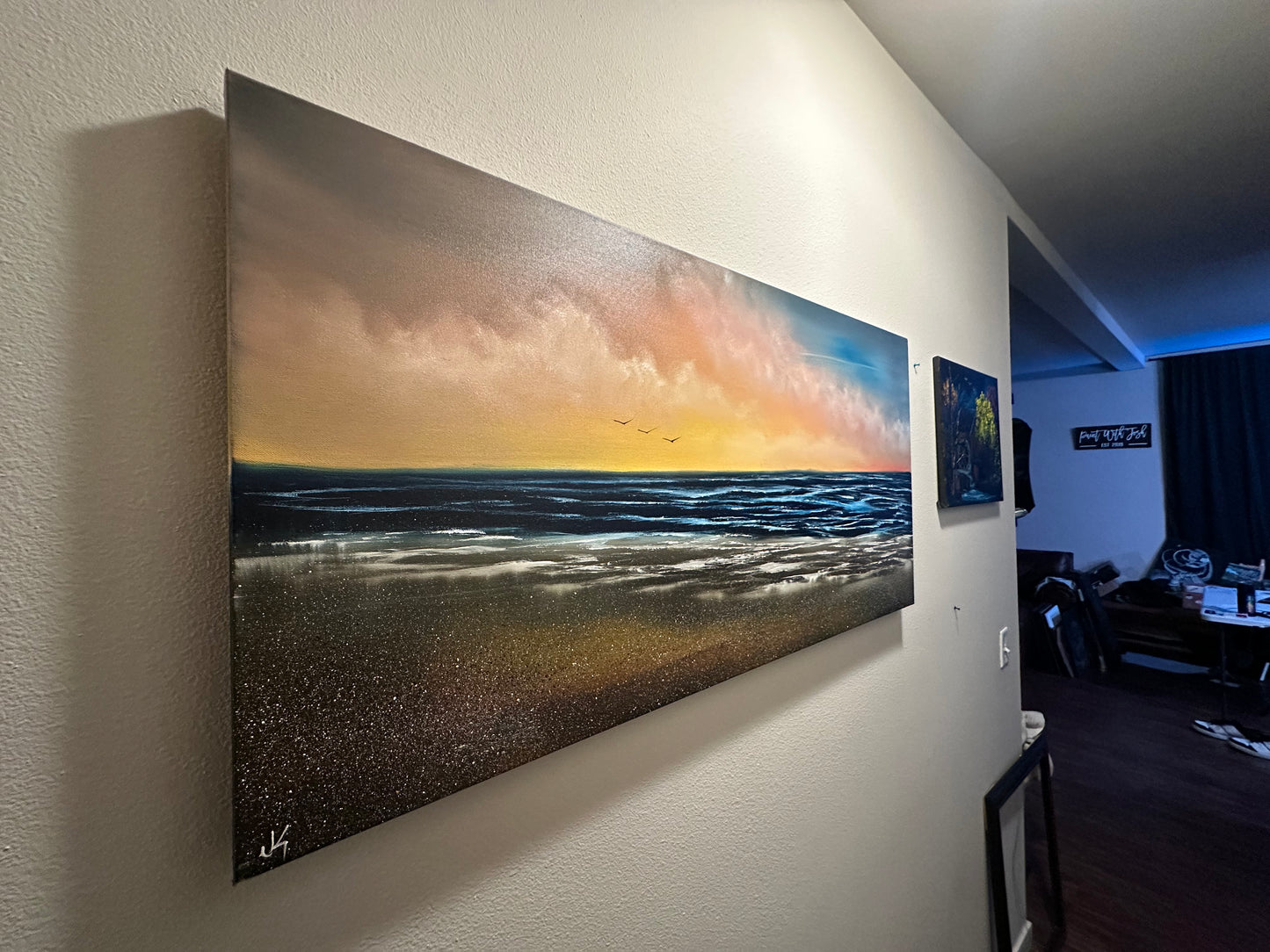 Painting #1381 - 24x48" Pro Series Canvas - Oregon Coast Seascape Painted LIVE ONLINE on 7/8/24