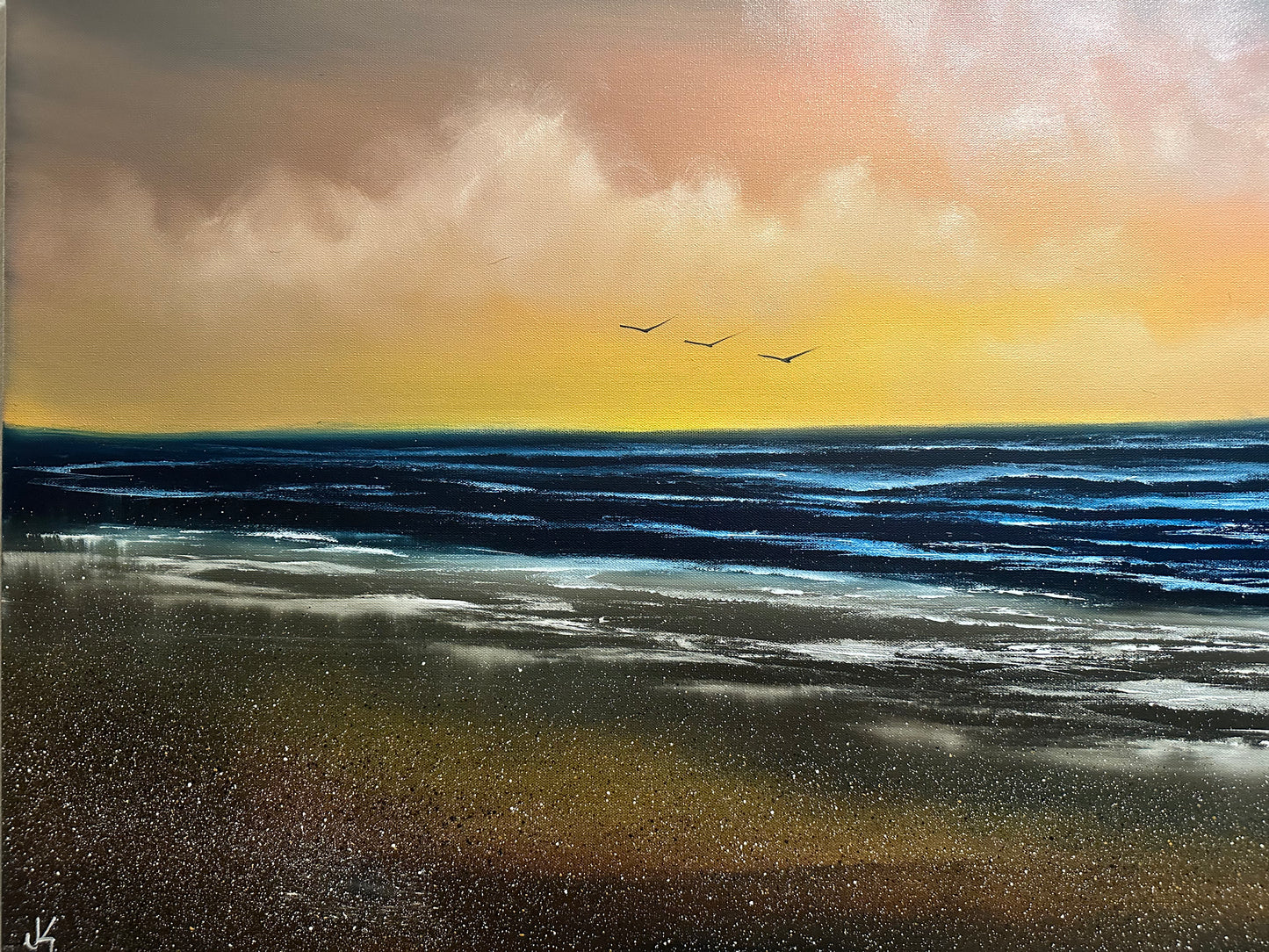 Painting #1381 - 24x48" Pro Series Canvas - Oregon Coast Seascape Painted LIVE ONLINE on 7/8/24