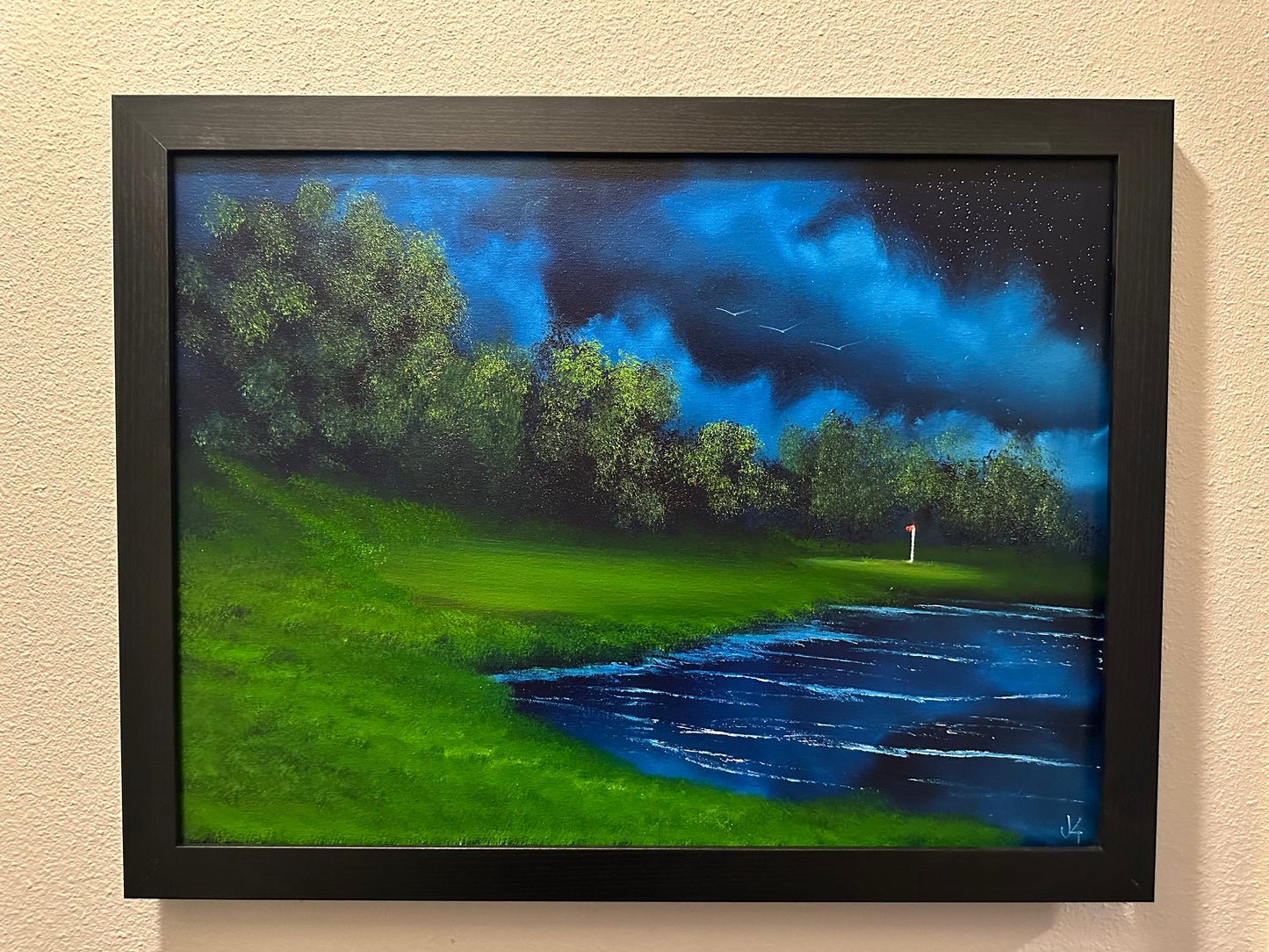 Painting #1391 - 18x24" Canvas - Golf Course At Night Painted on 7/14/24