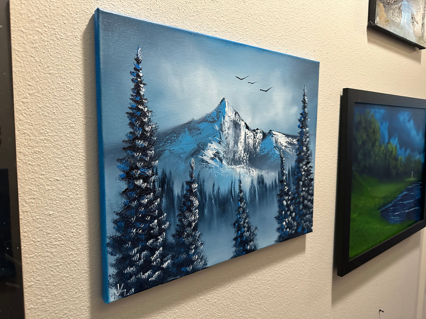 Painting #1394 - 16x20" Canvas - Winter Mountain Landscape Painted on 7/18/24