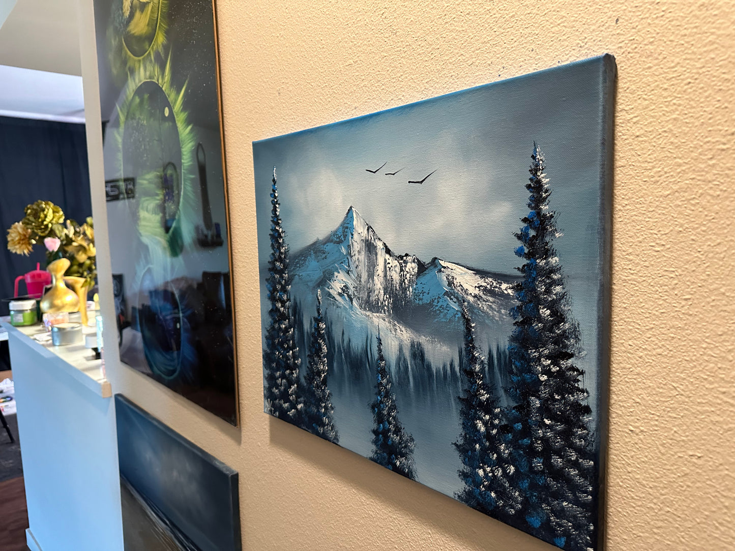 Painting #1394 - 16x20" Canvas - Winter Mountain Landscape Painted on 7/18/24