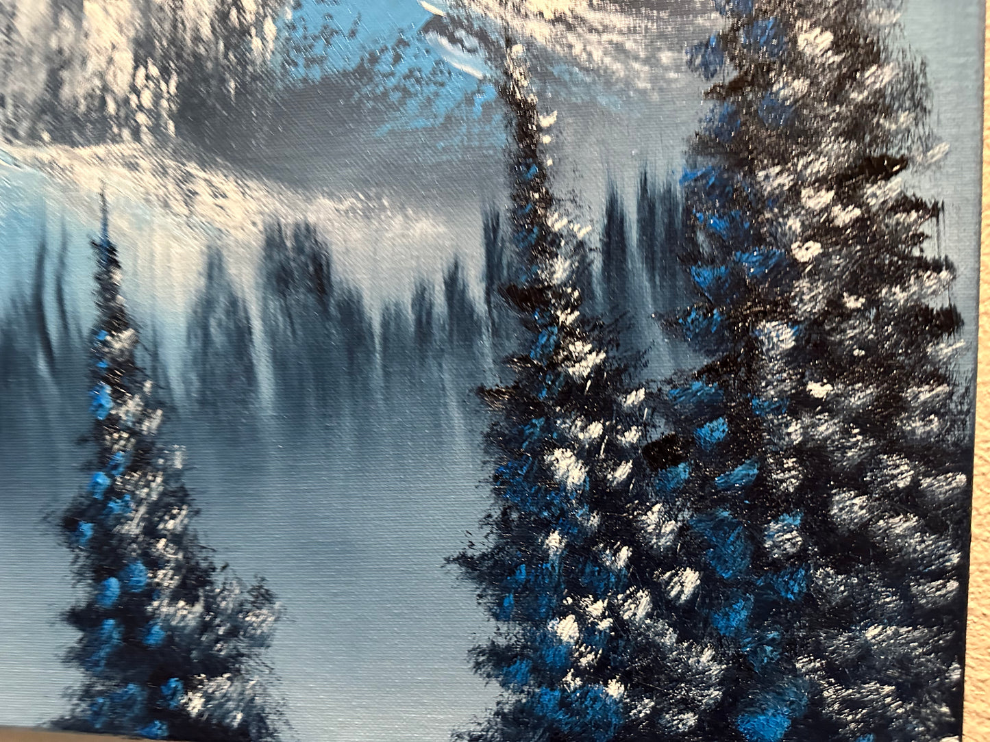 Painting #1394 - 16x20" Canvas - Winter Mountain Landscape Painted on 7/18/24