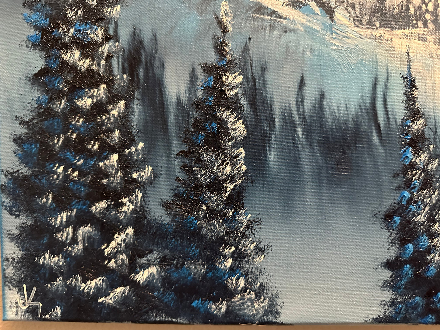 Painting #1394 - 16x20" Canvas - Winter Mountain Landscape Painted on 7/18/24