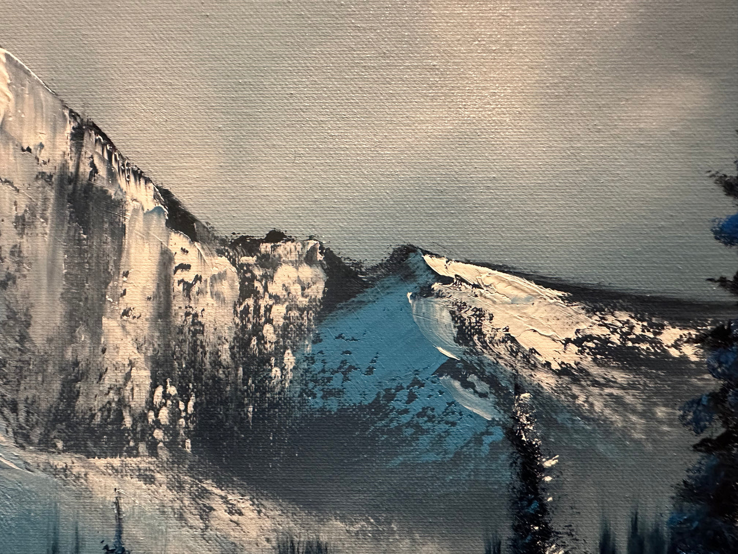 Painting #1394 - 16x20" Canvas - Winter Mountain Landscape Painted on 7/18/24