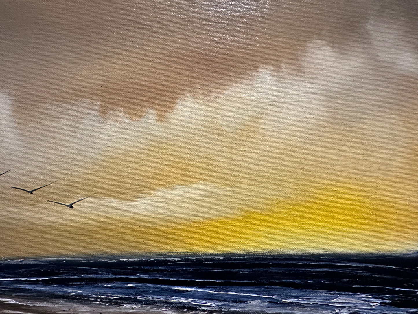 Painting #1399 - 16x20" Canvas - Sunset Seascape Painted on 7/20/24