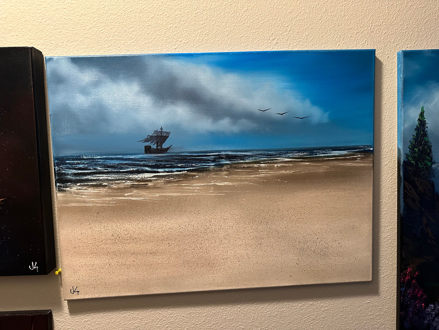 Painting #1424 - 18x24"  Canvas - Pirate Ship Oregon Seascape Painted on 8/4/24