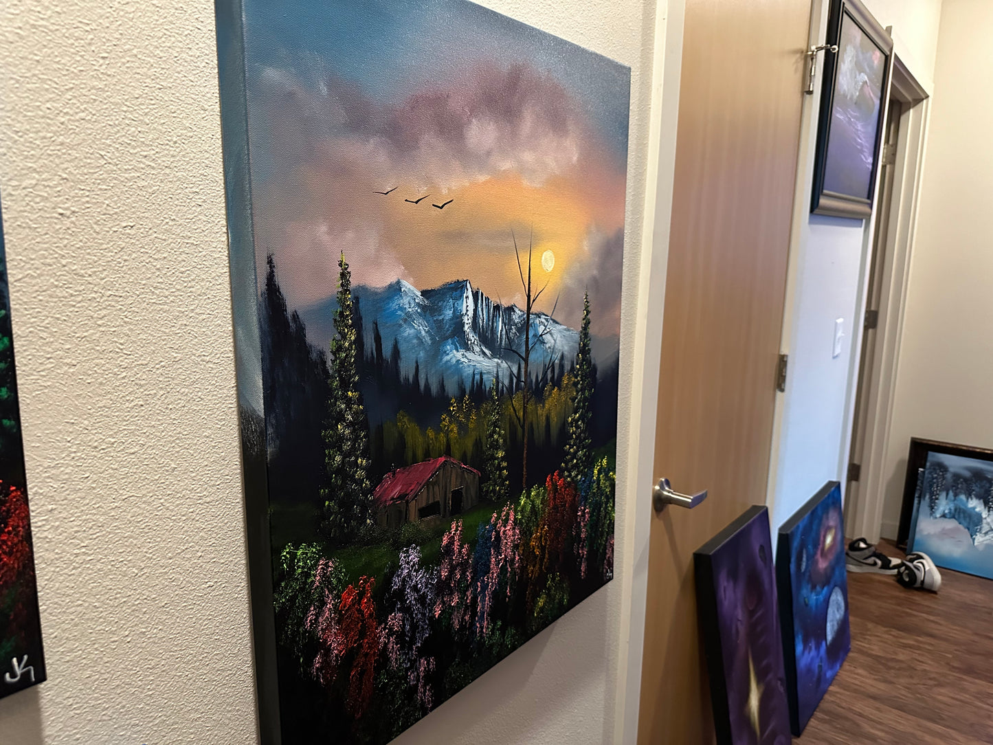 Painting 1431 - 24x30" Pro Series Canvas - Sunset Mountain painted Live on TikTok 8/9/24 by PaintWithJosh