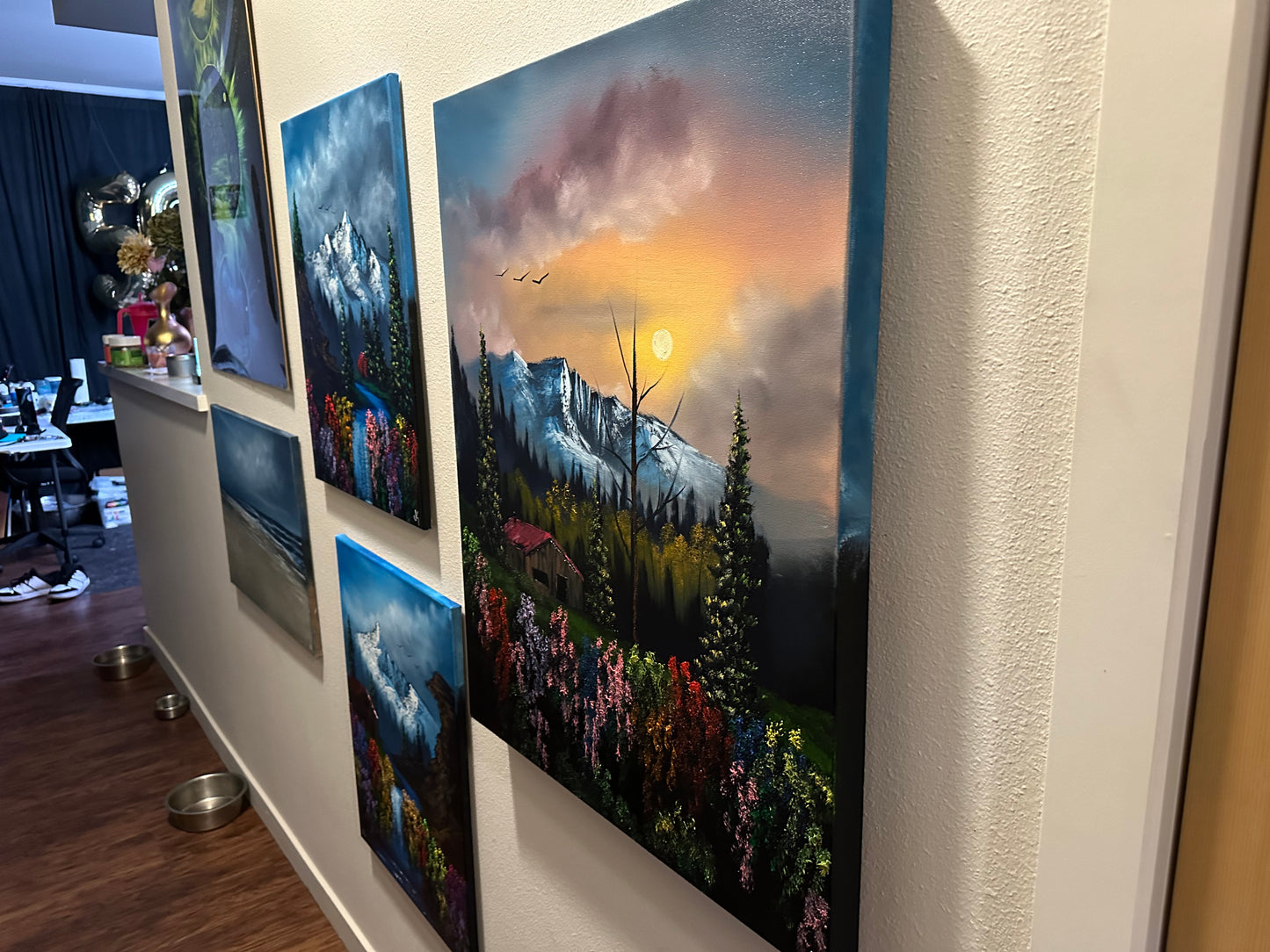 Painting 1431 - 24x30" Pro Series Canvas - Sunset Mountain painted Live on TikTok 8/9/24 by PaintWithJosh