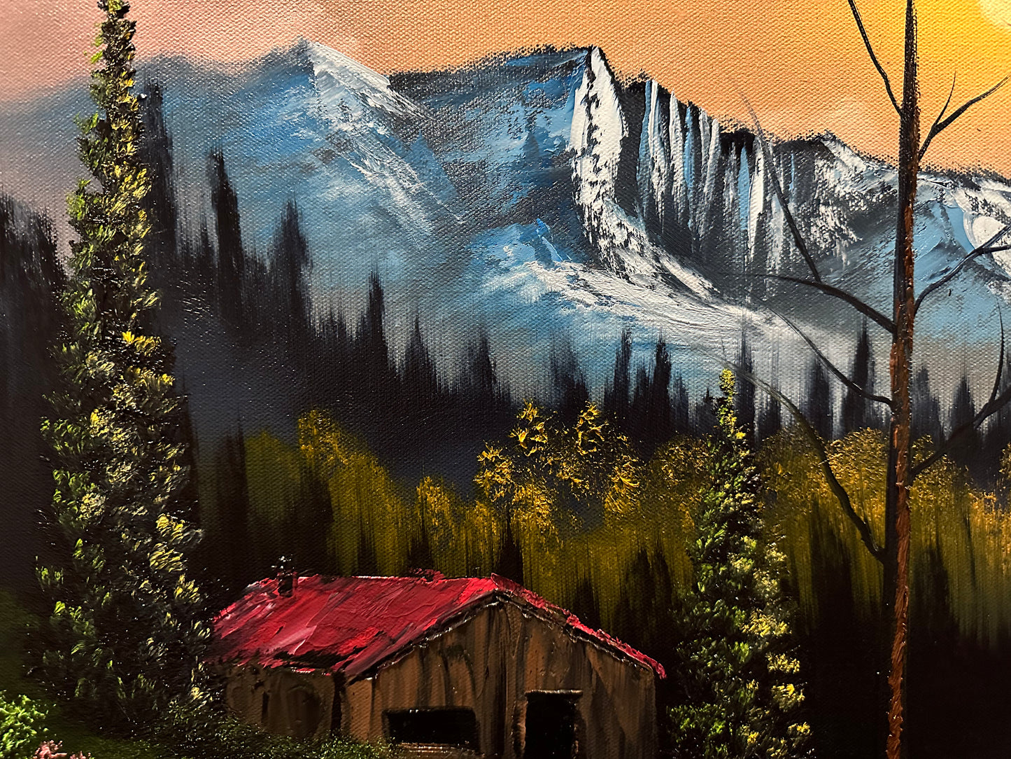 Painting 1431 - 24x30" Pro Series Canvas - Sunset Mountain painted Live on TikTok 8/9/24 by PaintWithJosh