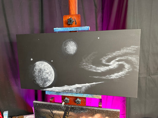 Painting 1434 - 15x30" Pro Series Canvas - Galaxy BlackHole - painted Live on TikTok 8/10/24 by PaintWithJosh