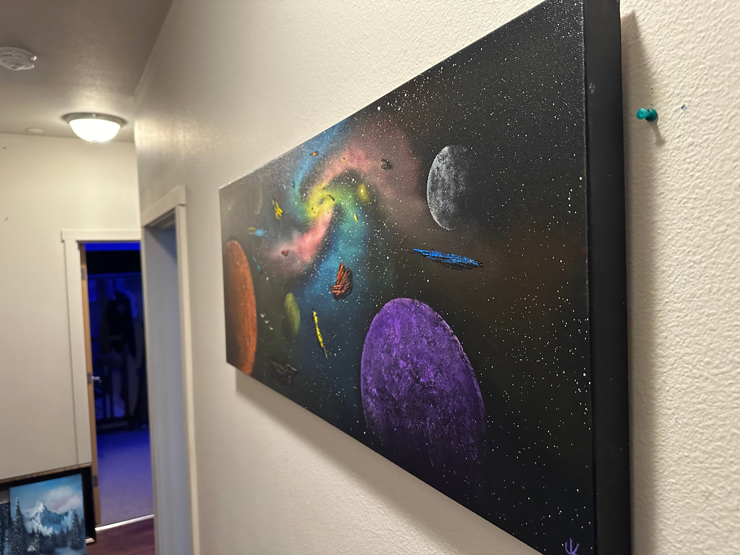 Painting 1441 - 16x40" Pro Series Canvas - Galaxy Black Hole - painted Live on TikTok 8/15/24 by PaintWithJosh