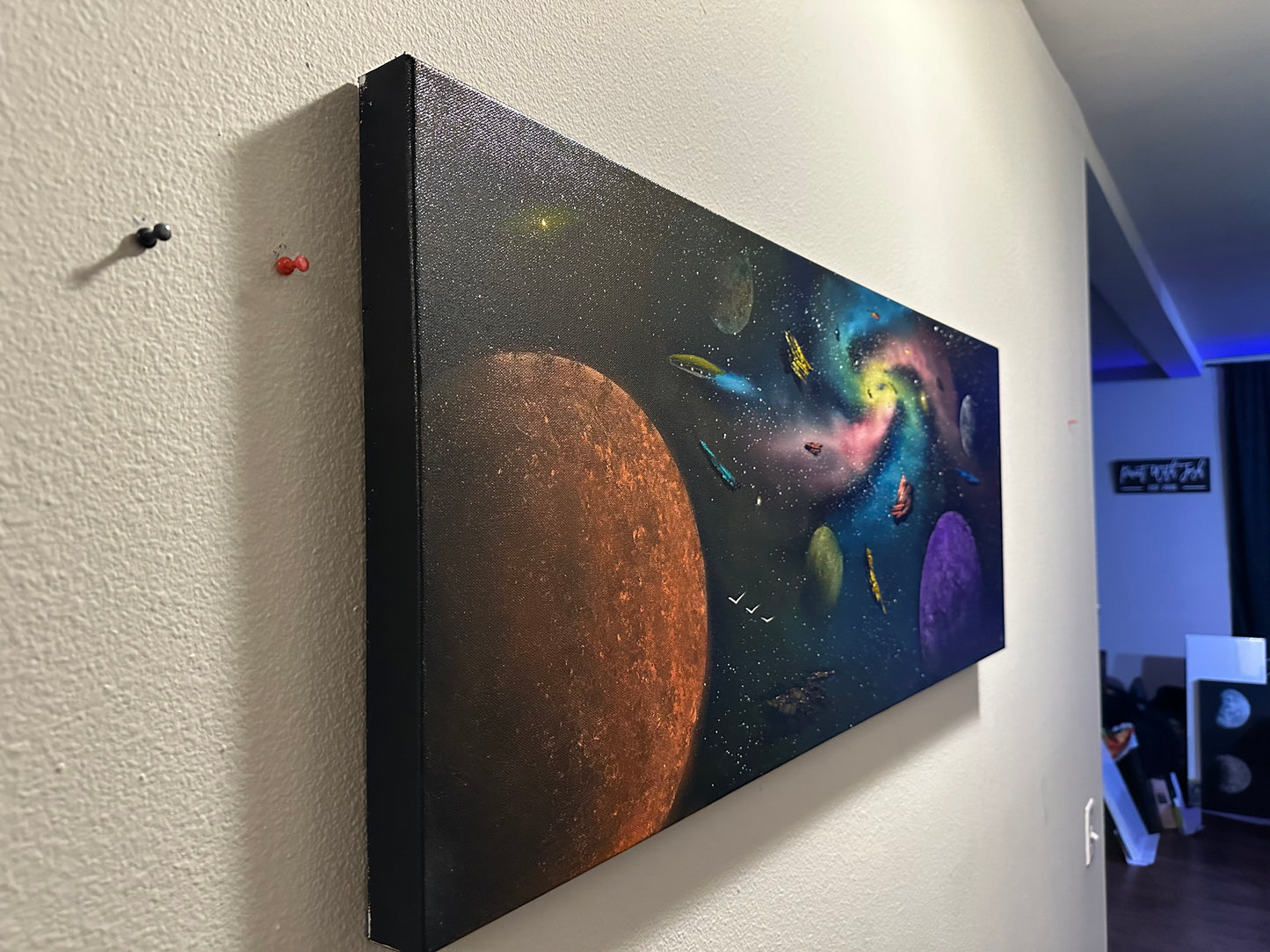 Painting 1441 - 16x40" Pro Series Canvas - Galaxy Black Hole - painted Live on TikTok 8/15/24 by PaintWithJosh