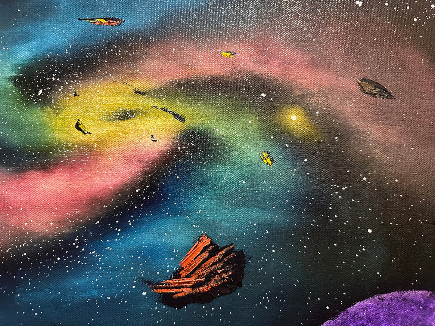 Painting 1441 - 16x40" Pro Series Canvas - Galaxy Black Hole - painted Live on TikTok 8/15/24 by PaintWithJosh