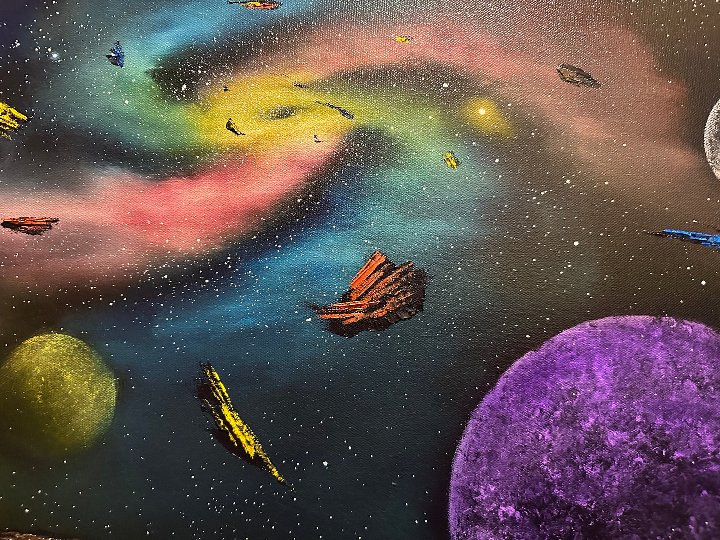 Painting 1441 - 16x40" Pro Series Canvas - Galaxy Black Hole - painted Live on TikTok 8/15/24 by PaintWithJosh