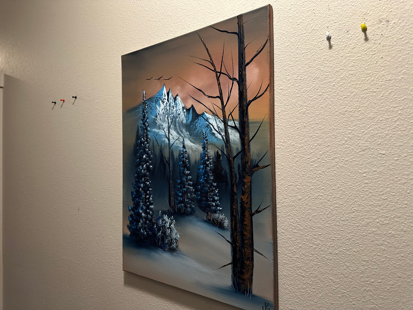 Painting #1442 - 18x24" Canvas - Winter Mountain Landscape