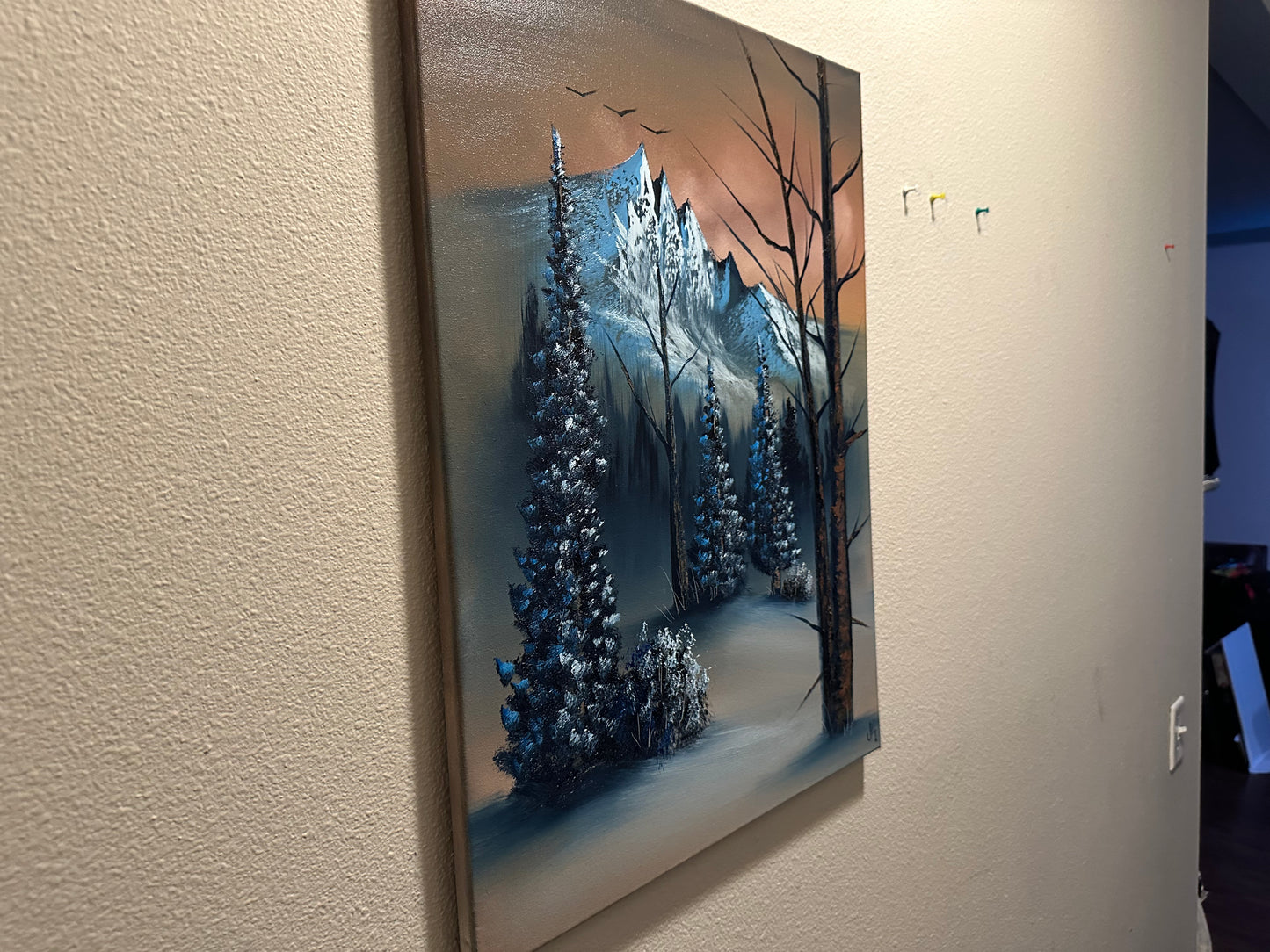 Painting #1442 - 18x24" Canvas - Winter Mountain Landscape