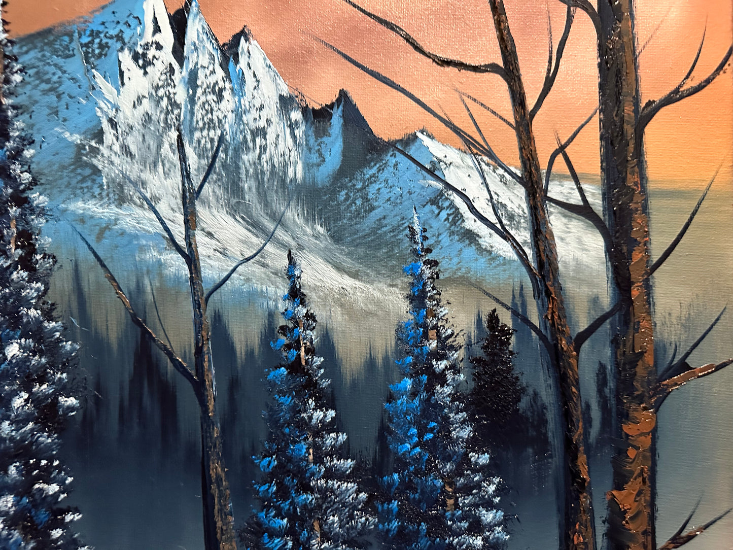 Painting #1442 - 18x24" Canvas - Winter Mountain Landscape