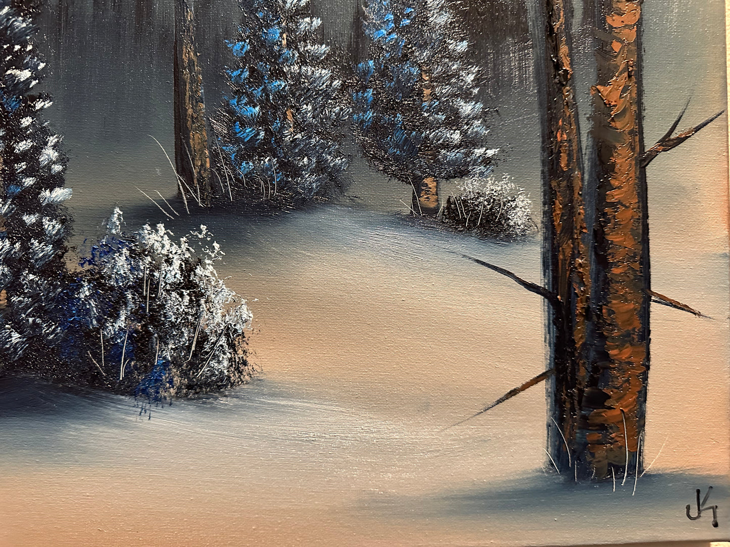 Painting #1442 - 18x24" Canvas - Winter Mountain Landscape