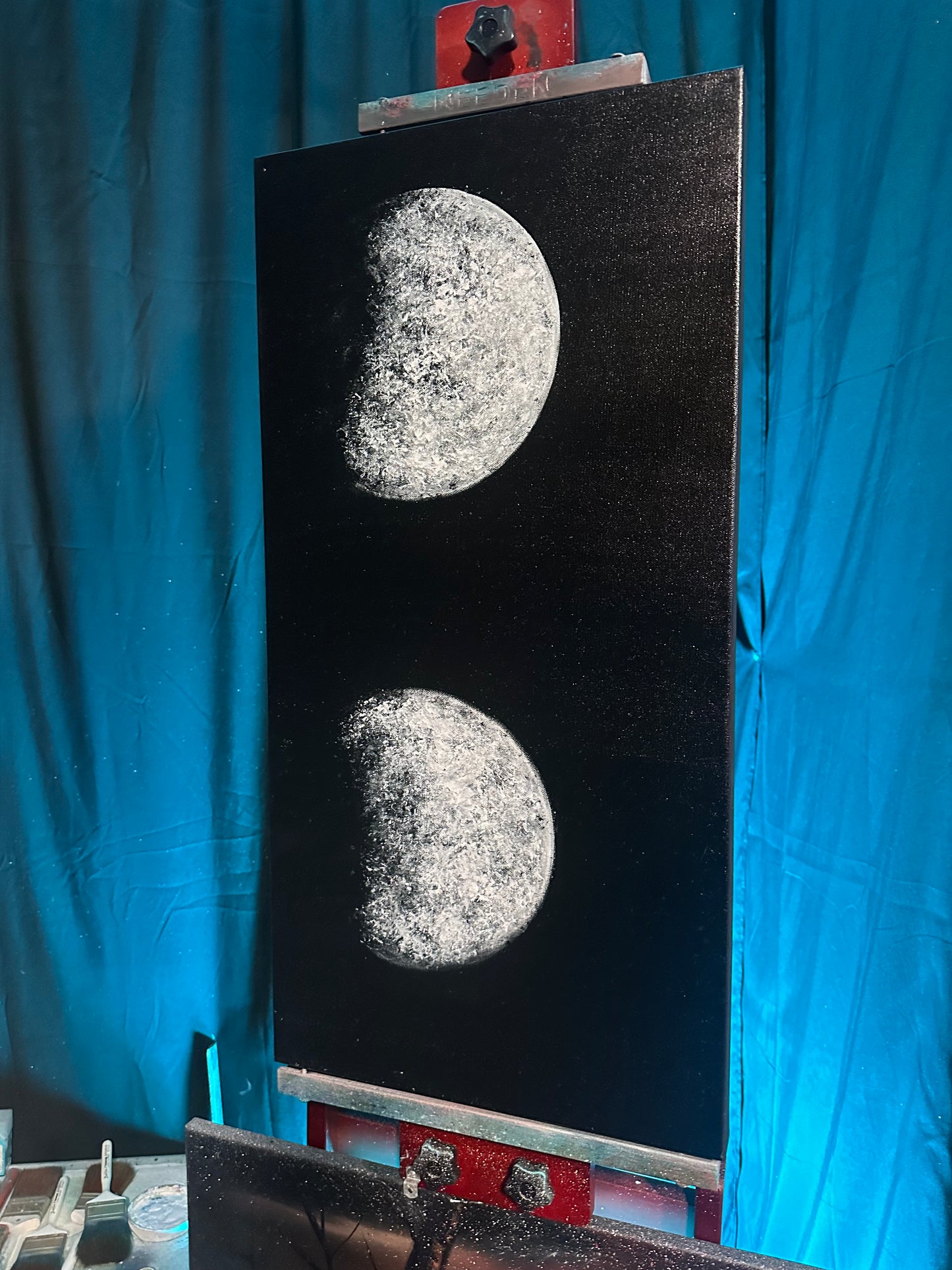 Painting 1443 - 15x30" Pro Series Canvas - Full Moon Reflection