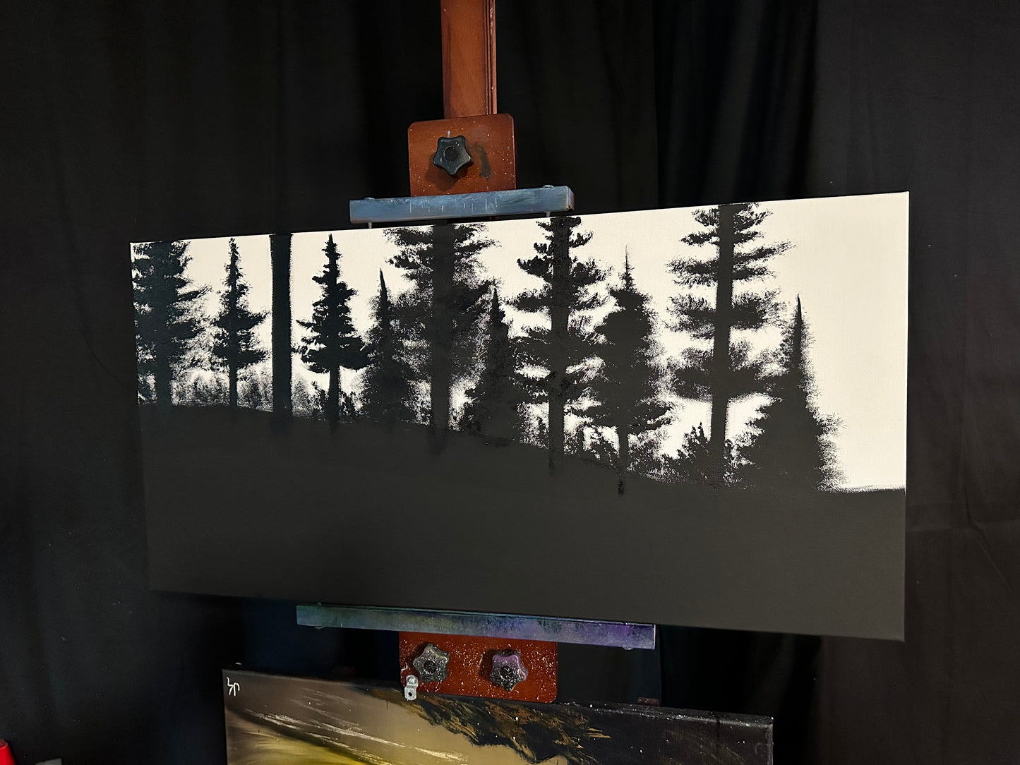 Painting #1473 - 15x30" Canvas - Douglas Fir Landscape