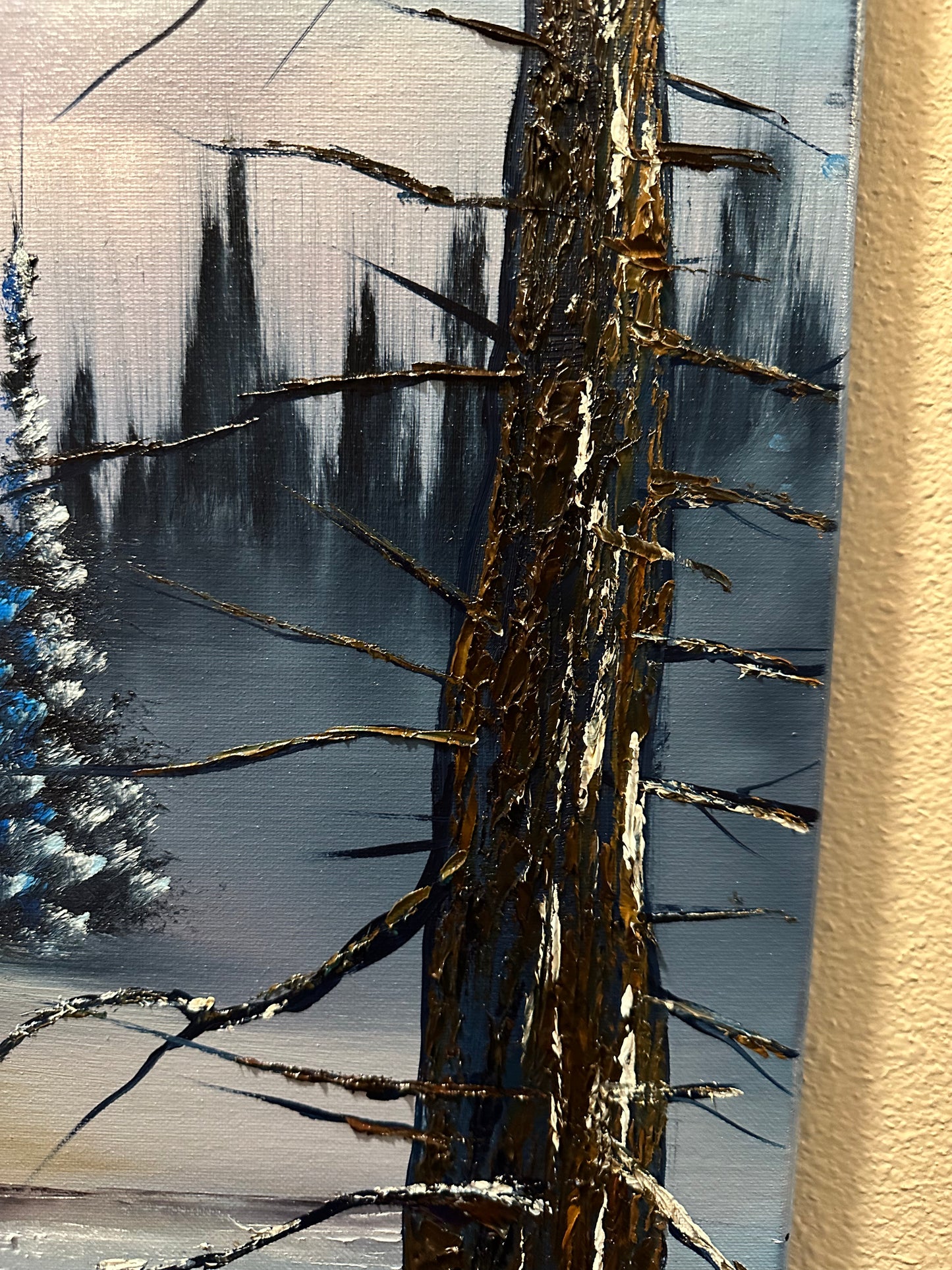 Painting #1532 - 18x24 Canvas - Winter Cabin Landscape