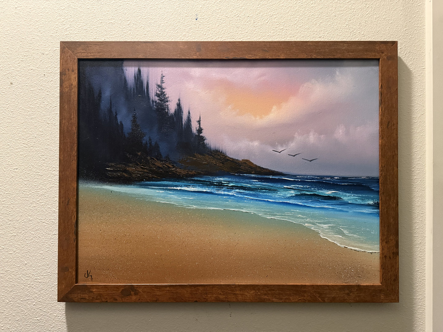 Painting #1575 - 18x24" Canvas - Sunset Oregon Seascape